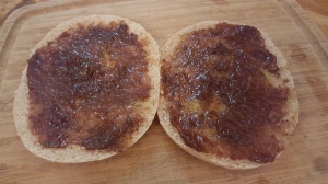 Spread Fig Butter on Each Half of Pita Bread